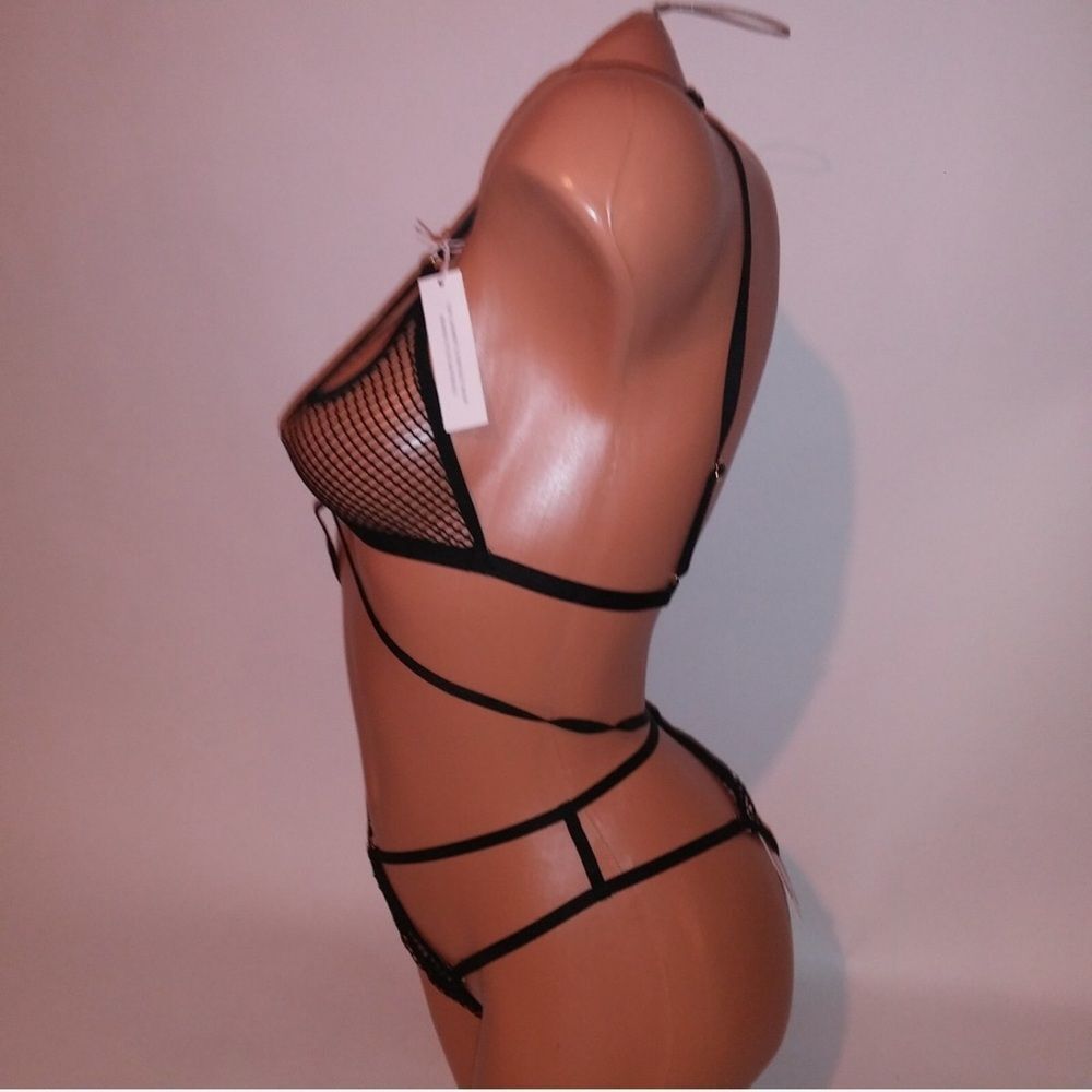 ✨Victoria Secret Black Fishnet Lingerie 1 pc teddy Sz XL NWT - Picture 3 of 7